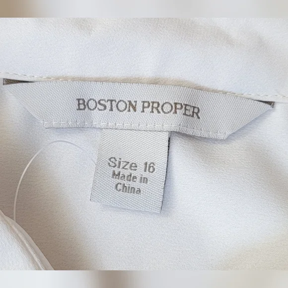 Boston Proper Button Up Blouse Women's 16 Cream Lightweight Oversized NWOT - Picture 6 of 10